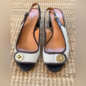 Coach Jaque Vintage Cream and Brown Sandals